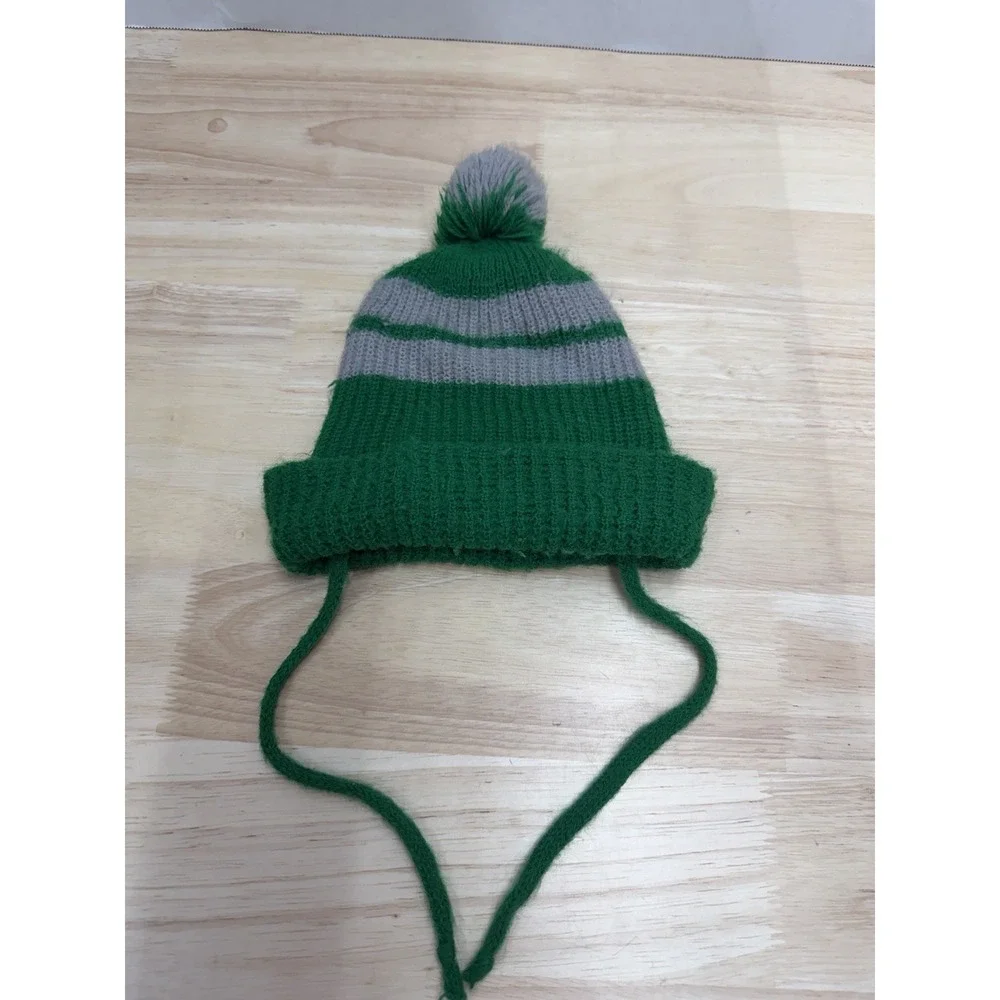 Vintage 80s Philadelphia Eagles Youth Baby Toddler Knit Beanie Hat Kelly Green